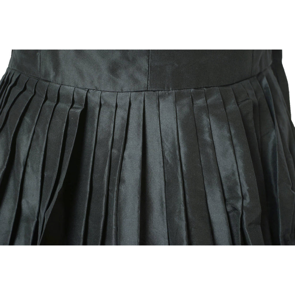Vintage 1950s Black Silk Taffeta Ball Gown Dress w Bubble Balloon Skirt Size M - Poppy's Vintage Clothing
