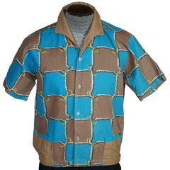 Vintage 50s Shirt Nautical Rockabilly Jac Style Linen Size M - Poppy's Vintage Clothing
