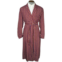 Vintage 50s 60s Mens Dressing Gown Printed Rayon Blend Sz L - Poppy's Vintage Clothing
