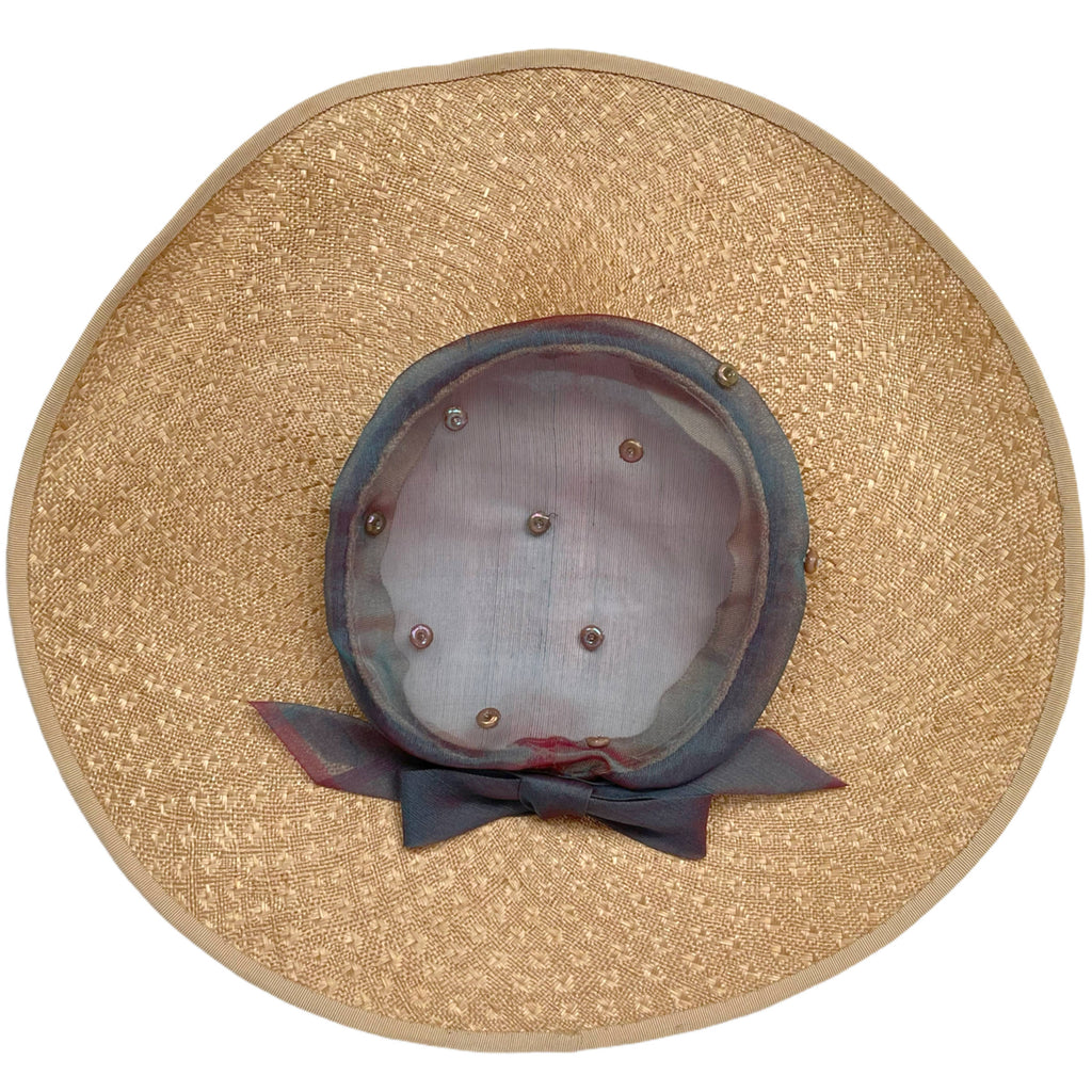 Vintage 50s Organza Dress 2 Tone Silk w Matching Hat Sz S