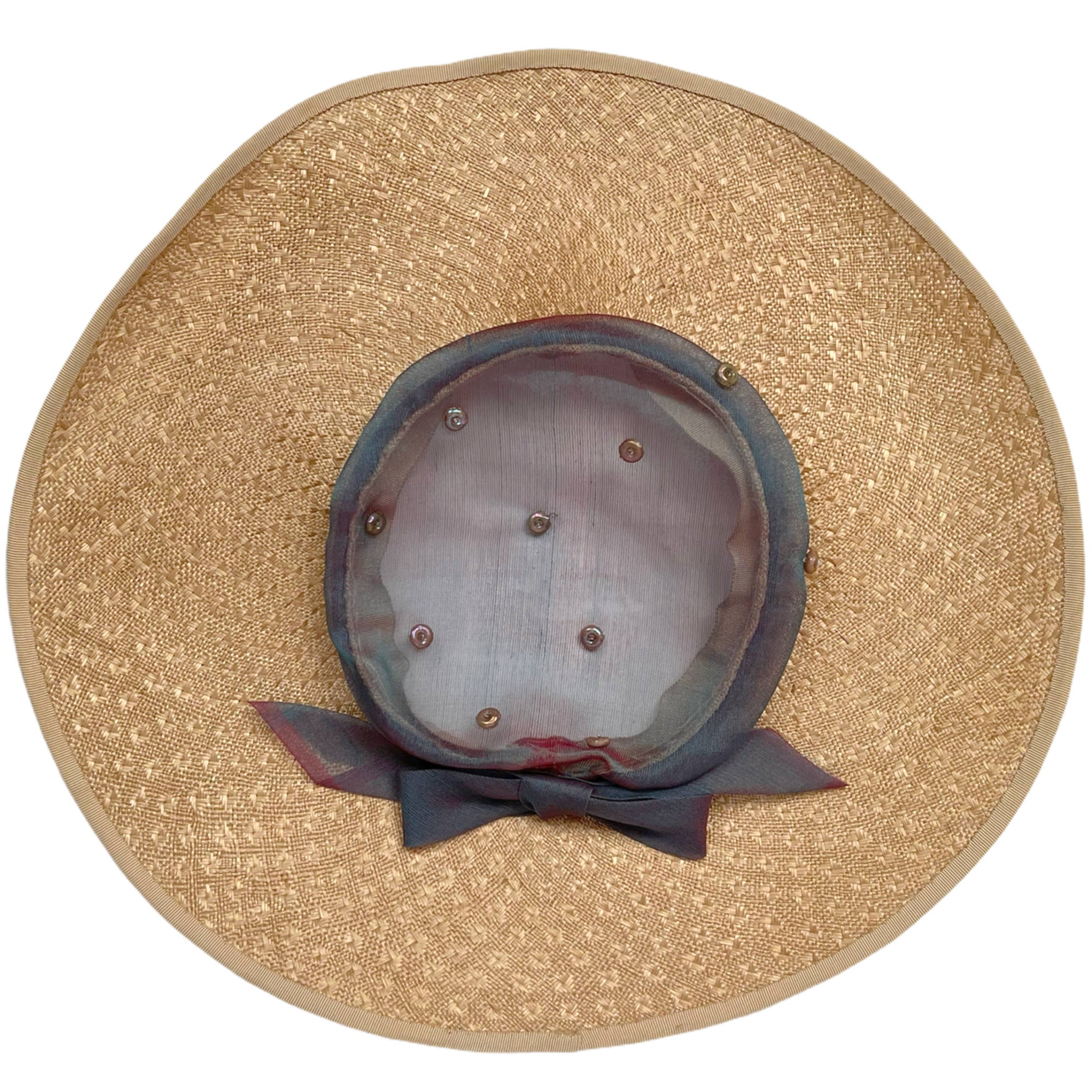 Vintage 50s Organza Dress 2 Tone Silk w Matching Hat Sz S