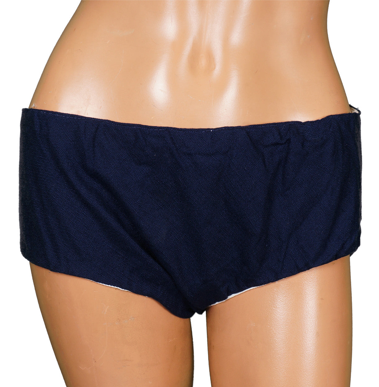 1950s Navy Blue & White Linen Bathing Suit Floral Embroidery - Poppy's Vintage Clothing