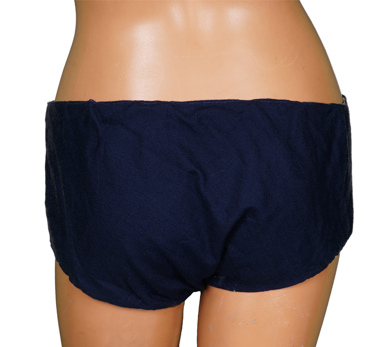 1950s Navy Blue & White Linen Bathing Suit Floral Embroidery - Poppy's Vintage Clothing