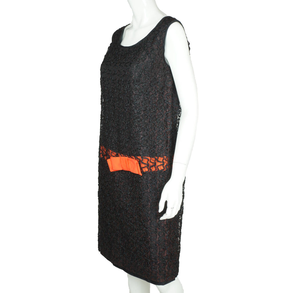 Vintage 60s Does 20s Dress Black Ribbon Lace Size M - Poppy's Vintage Clothing