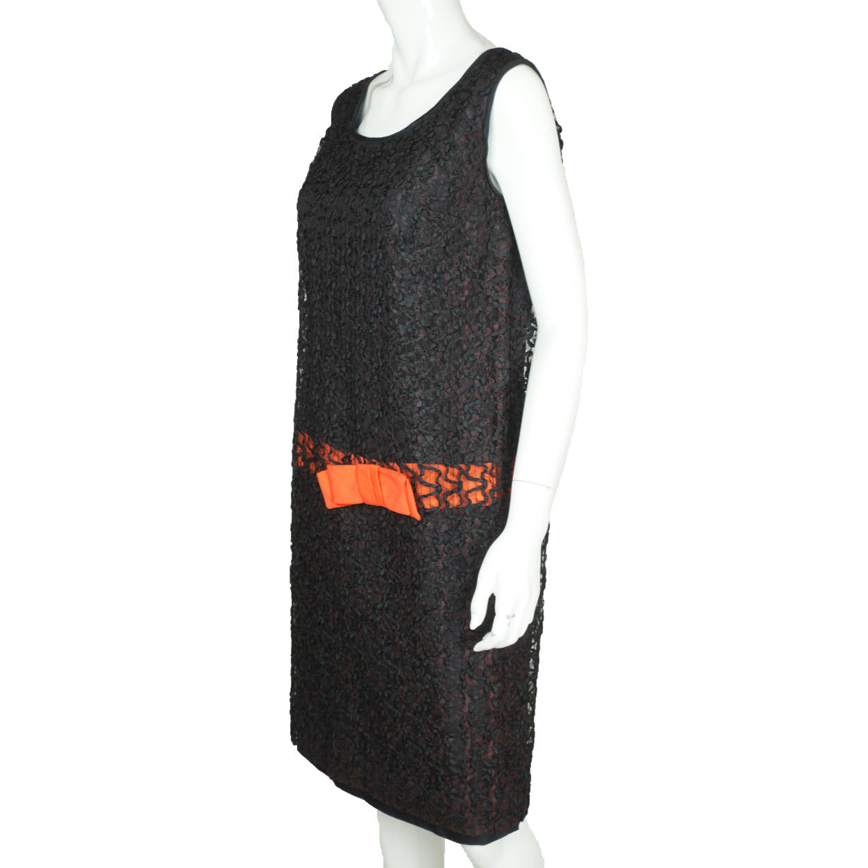 Vintage 60s Does 20s Dress Black Ribbon Lace Size M - Poppy's Vintage Clothing