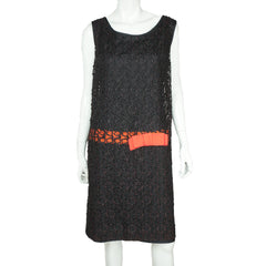 Vintage 60s Does 20s Dress Black Ribbon Lace Size M - Poppy's Vintage Clothing