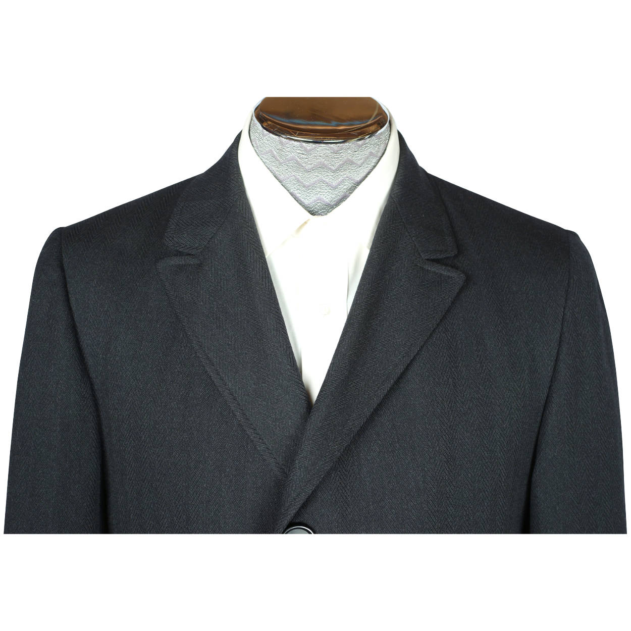 Vintage Mens Overcoat 60s Custom Tailored Black Wool Size M - Poppy's Vintage Clothing