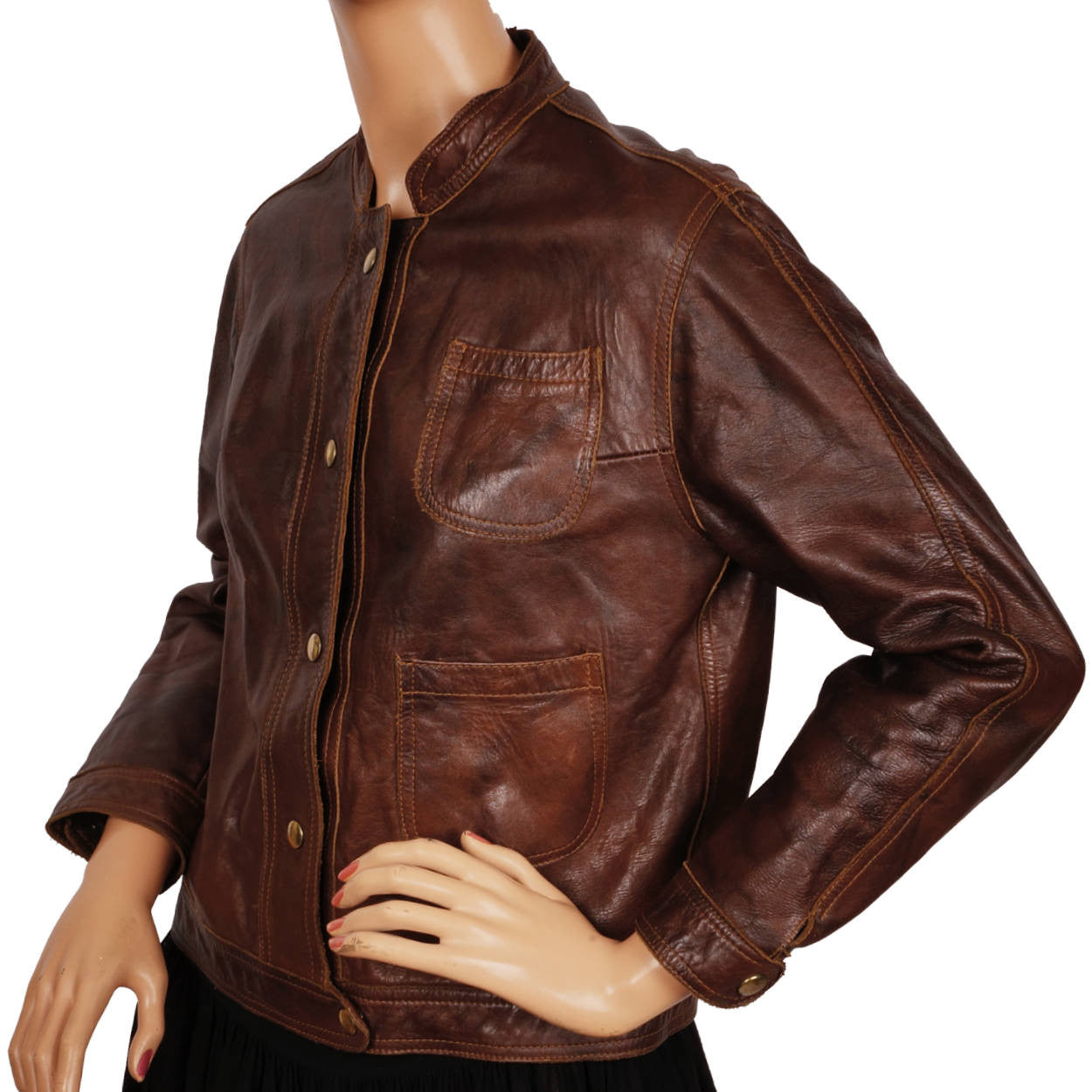 Vintage Swedish Mod Leather Jacket 1960s CO Ericson &amp; Co Malung Sweden Ladies M - Poppy's Vintage Clothing