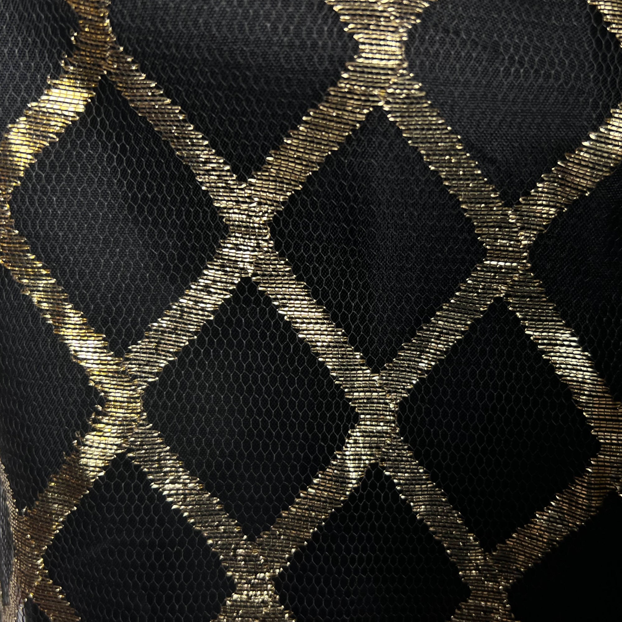 Vintage 60s GoGo Dress Gold Crisscross on Black Net c 1967