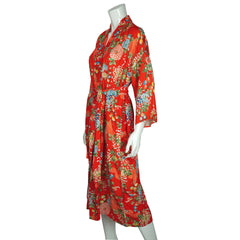 Vintage Japanese Kimono Dressing Gown Floral Cotton
