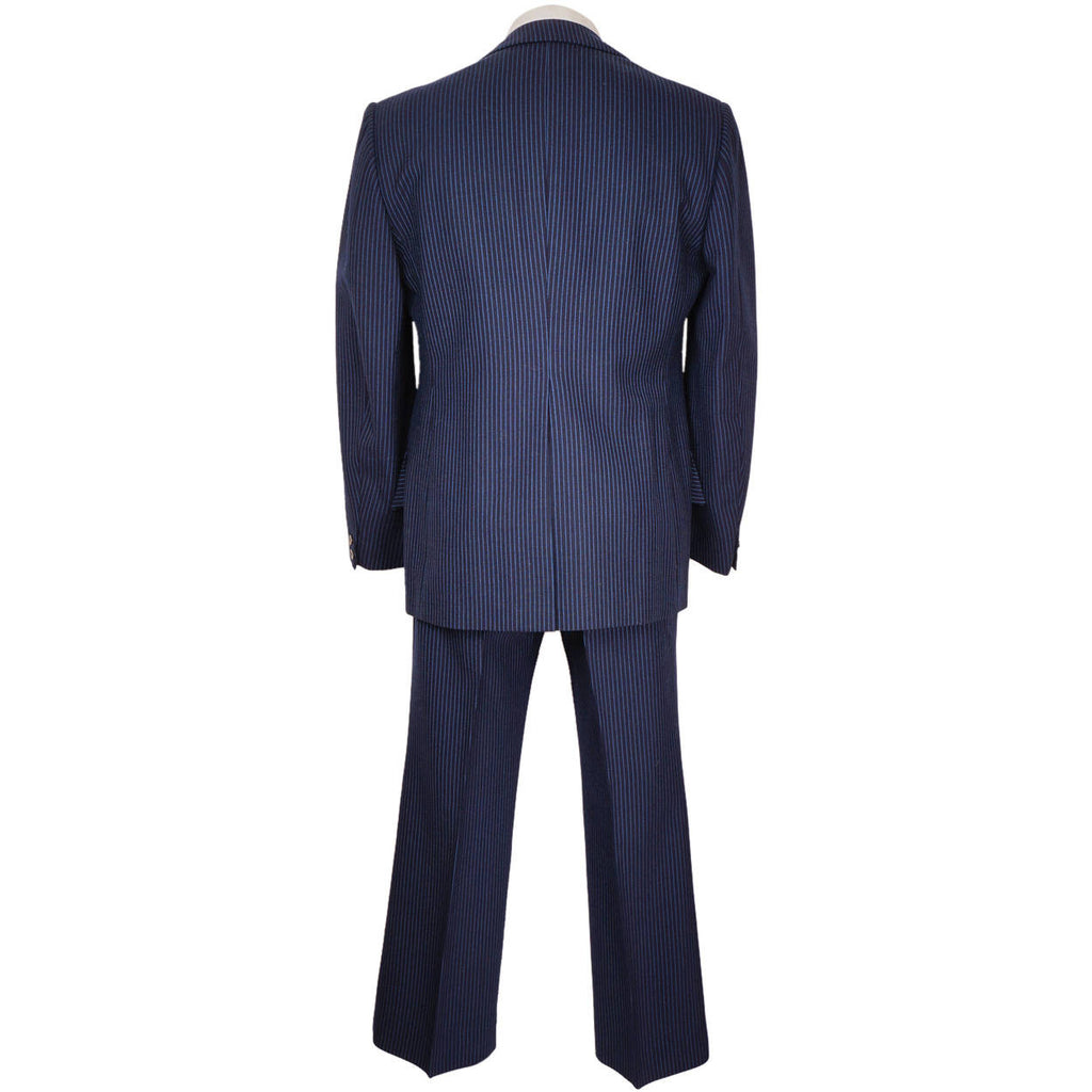 Vintage 60s Mod Era Mens Suit w Blue Pinstripe Size M / L - Poppy's Vintage Clothing