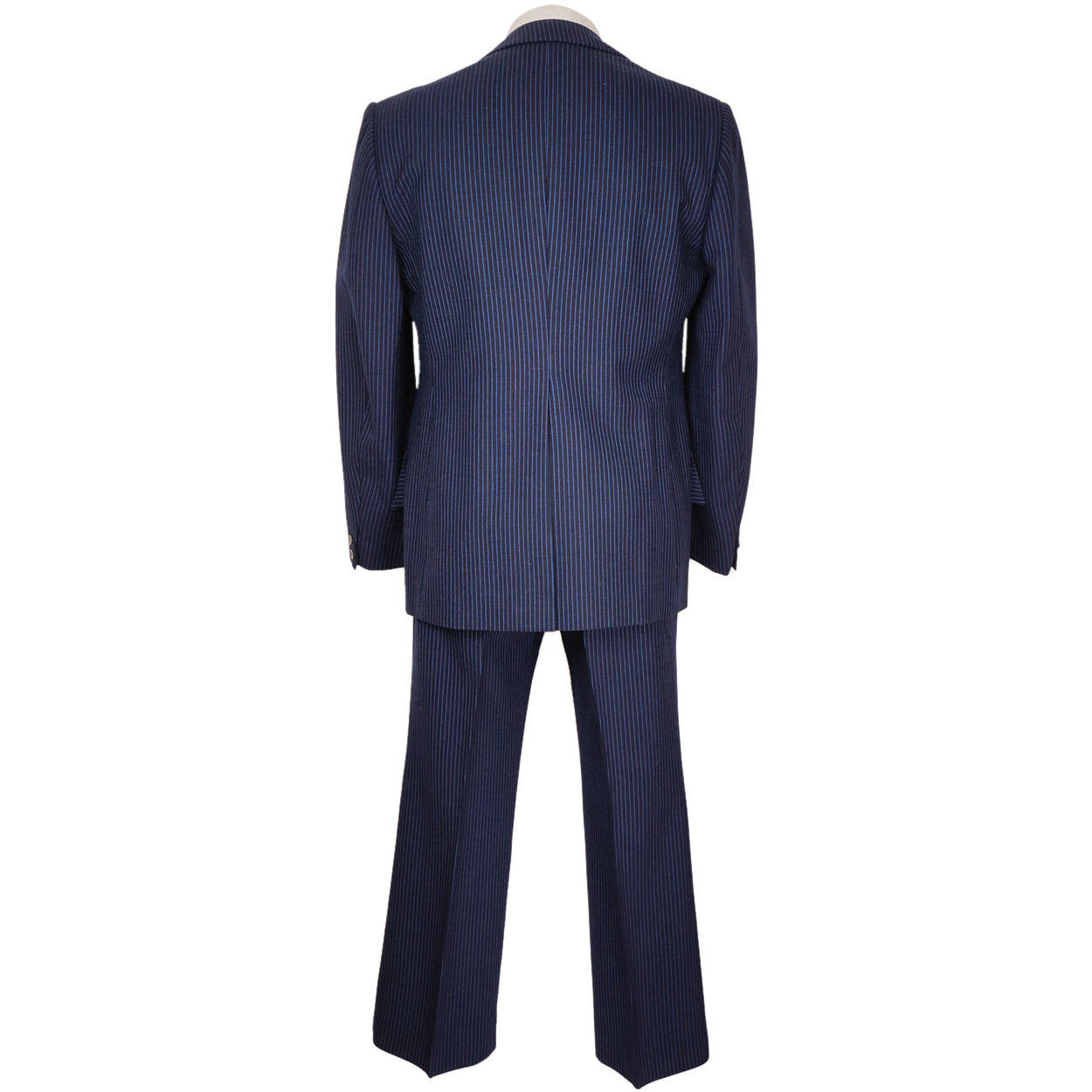 Vintage 60s Mod Era Mens Suit w Blue Pinstripe Size M / L - Poppy's Vintage Clothing