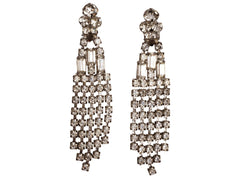 Vintage 1960s Rhinestone Chandelier Drop Earrings 4 Inch Fall - Poppy's Vintage Clothing