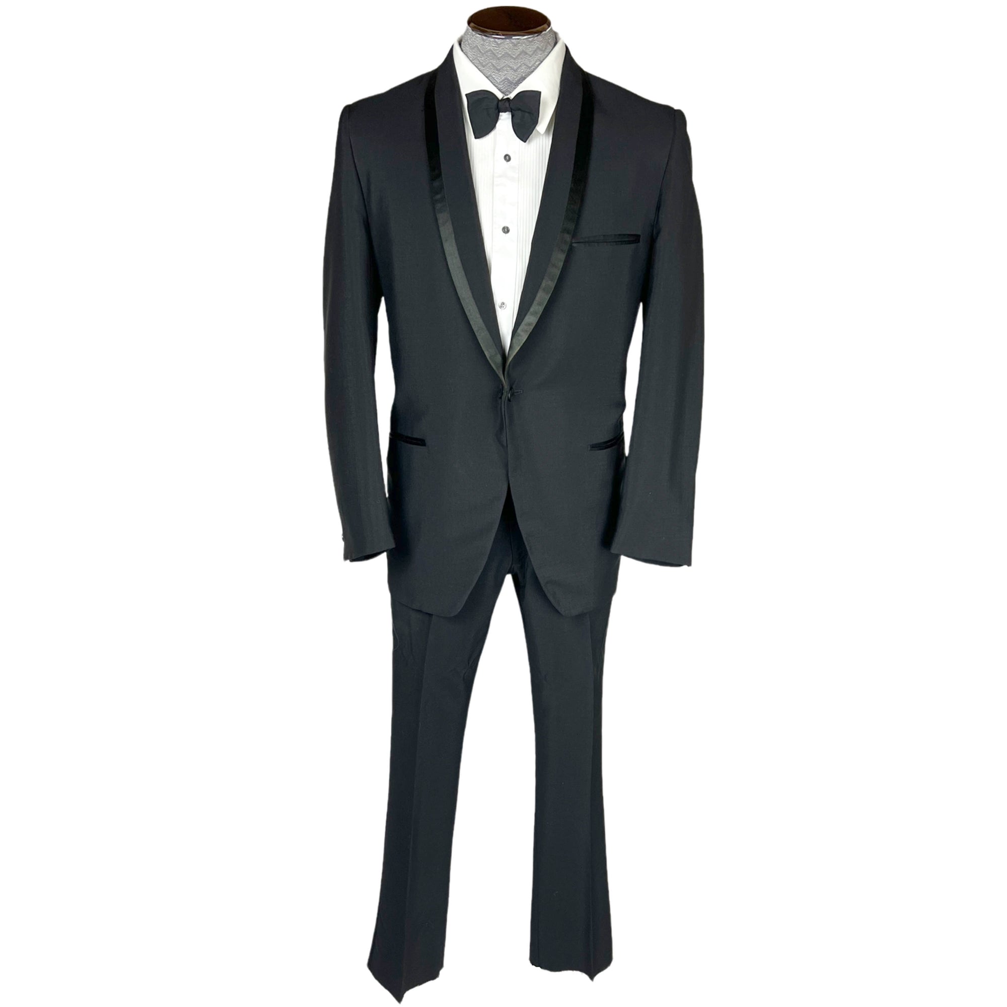 Vintage 1960s Tuxedo Satin Trim Mohair Blend Tux Sz M L