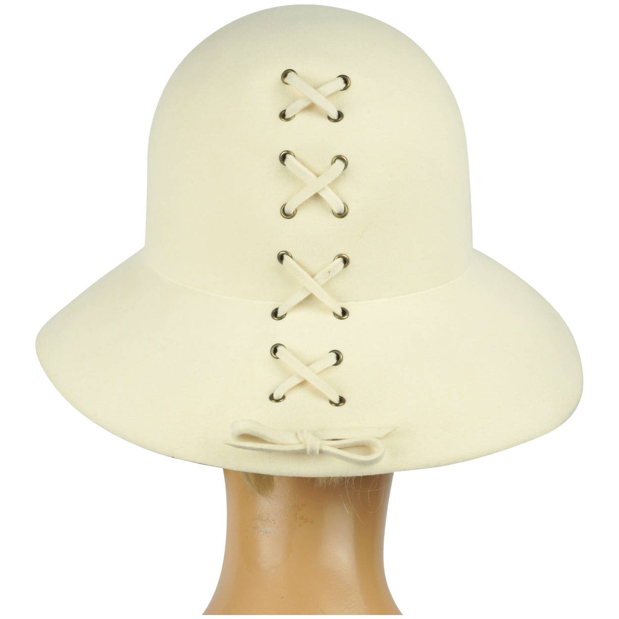 Vintage 1968 Floppy Hat White Felt with Back Lacing Size M - Poppy's Vintage Clothing