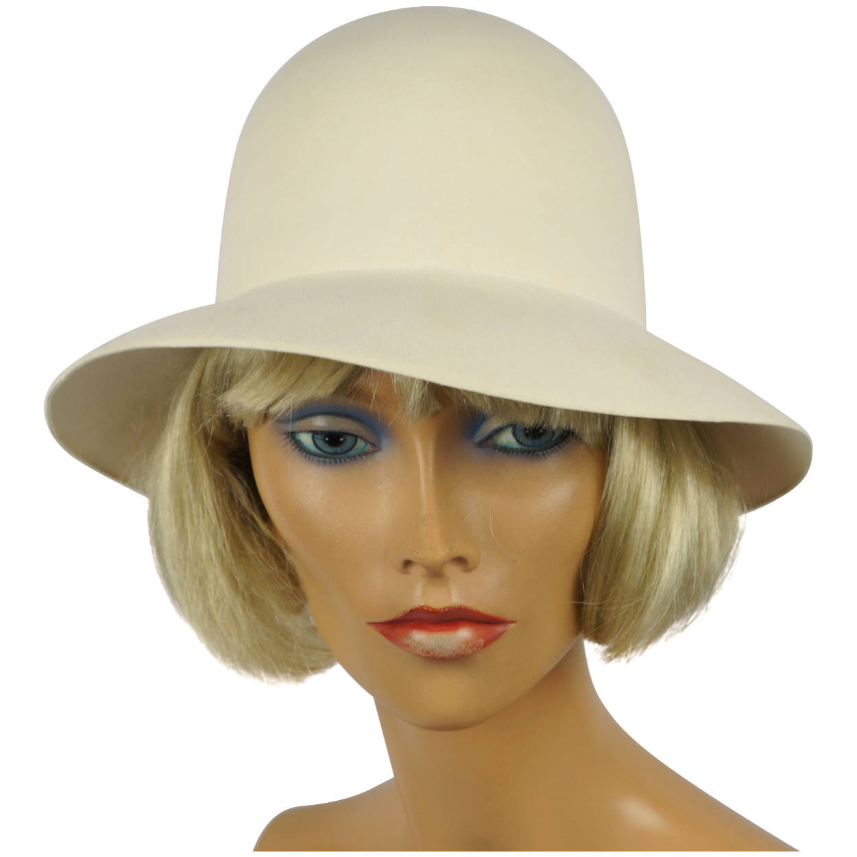 Vintage 1968 Floppy Hat White Felt with Back Lacing Size M - Poppy's Vintage Clothing