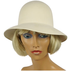 Vintage 1968 Floppy Hat White Felt with Back Lacing Size M - Poppy's Vintage Clothing
