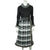Vintage 70s Woven Wool Maxi Dress B&W Panton Pattern Size M - Poppy's Vintage Clothing