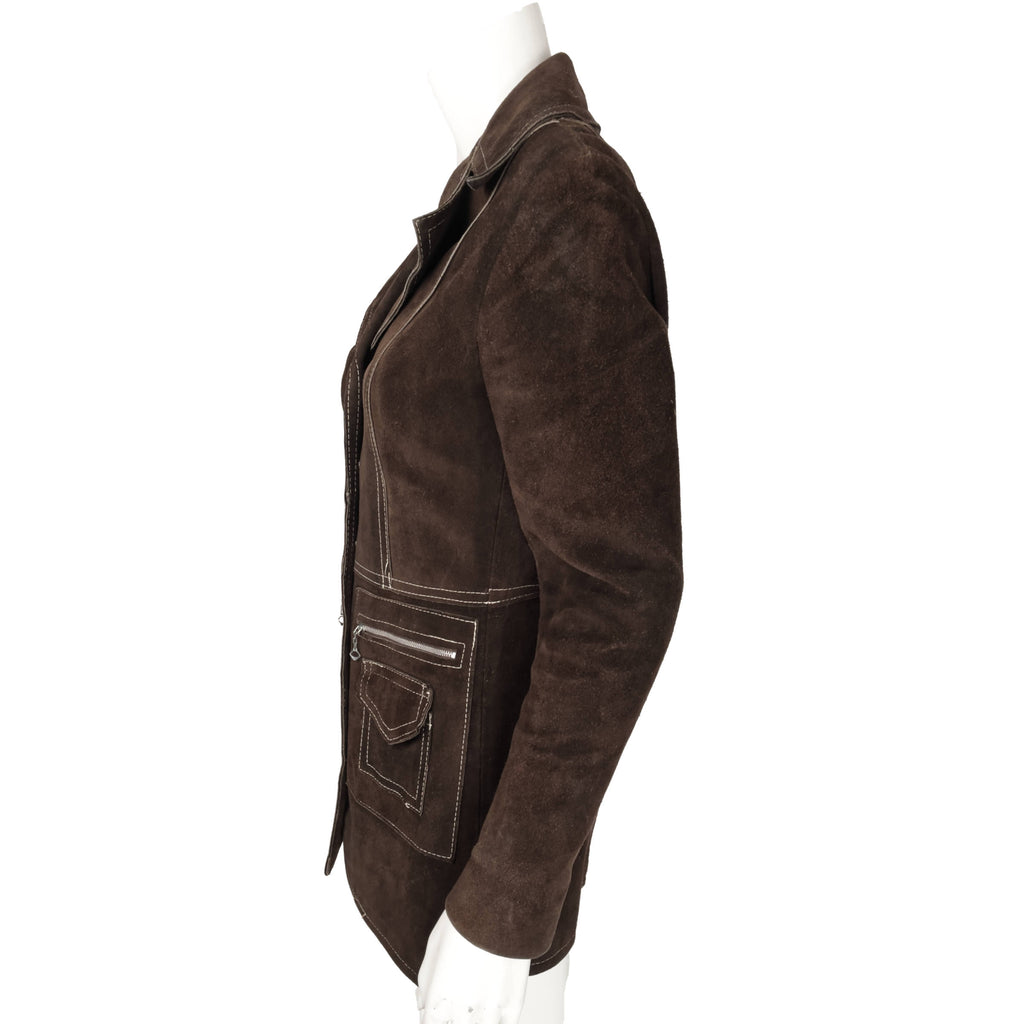 Vintage 1970s Mod Suede Leather Jacket Ladies Sz XS S