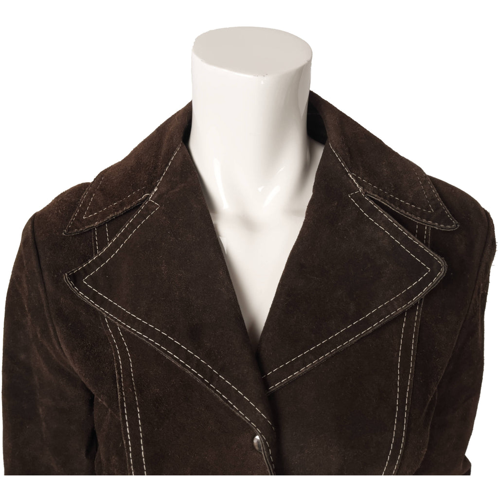 Vintage 1970s Mod Suede Leather Jacket Ladies Sz XS S