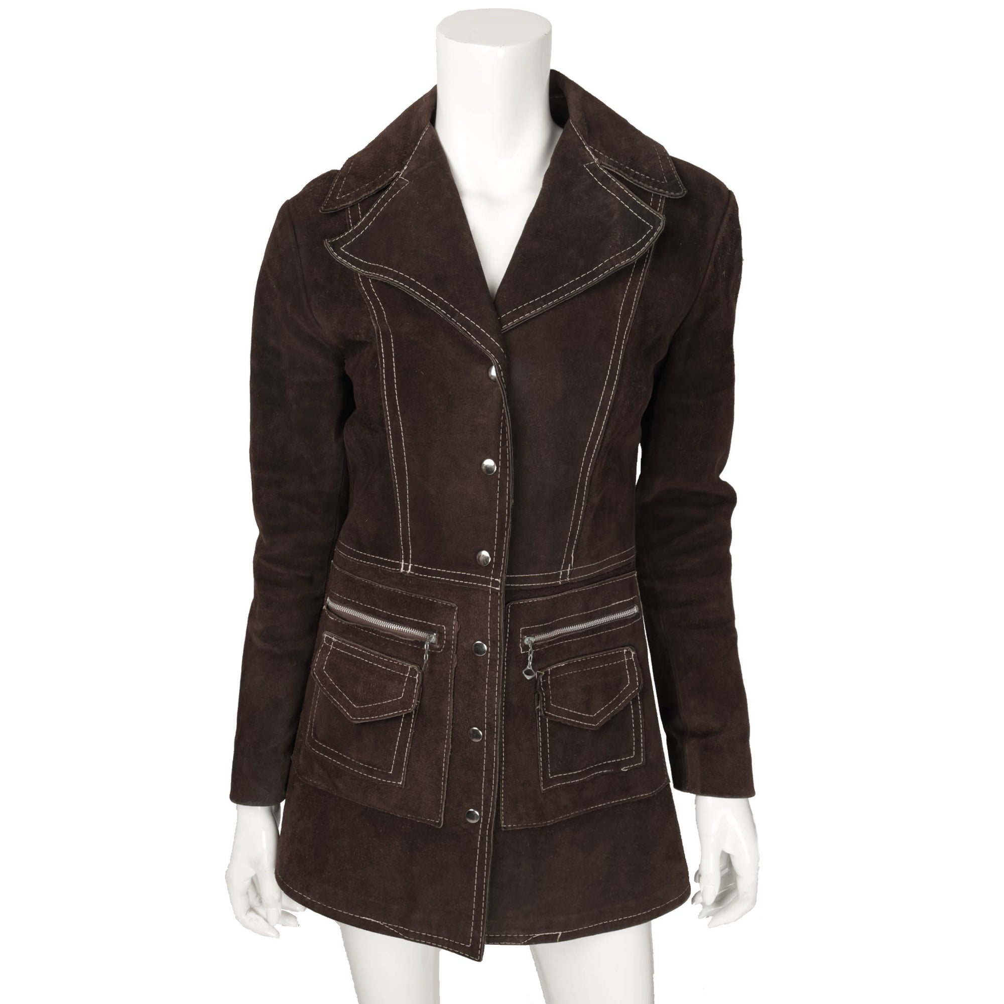 Vintage 1970s Mod Suede Leather Jacket Ladies Sz XS S