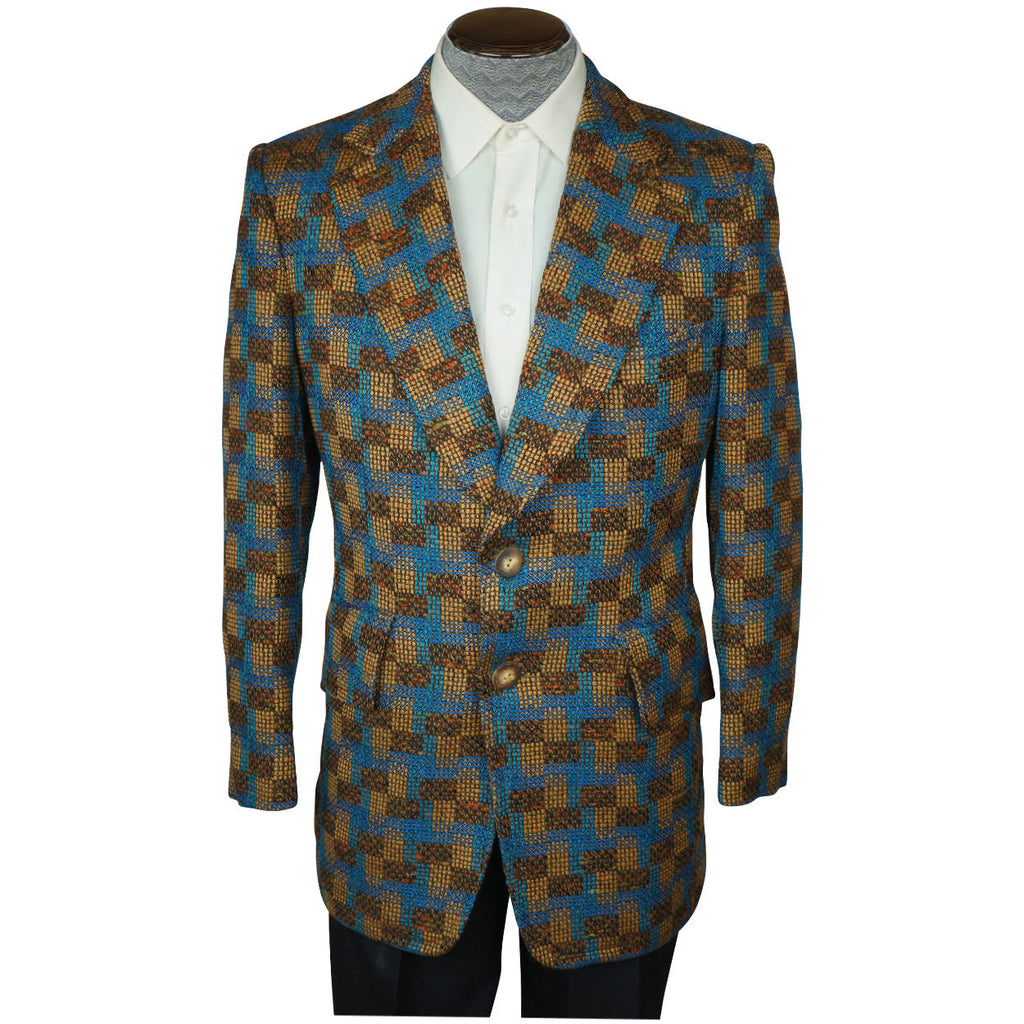 Vintage 70s Jacket Checked Tweed Blazer Sport Coat Size 40 - Poppy's Vintage Clothing