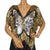 Vintage Disco Butterfly Top Silver &amp; Gold Sequins on Black Silk 1980s Size L - Poppy's Vintage Clothing