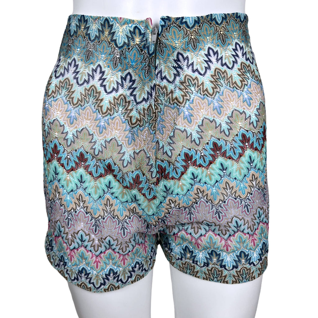 Vintage 1970s Hot Pants Dress Multicolour Zig Zag Knit Sz M