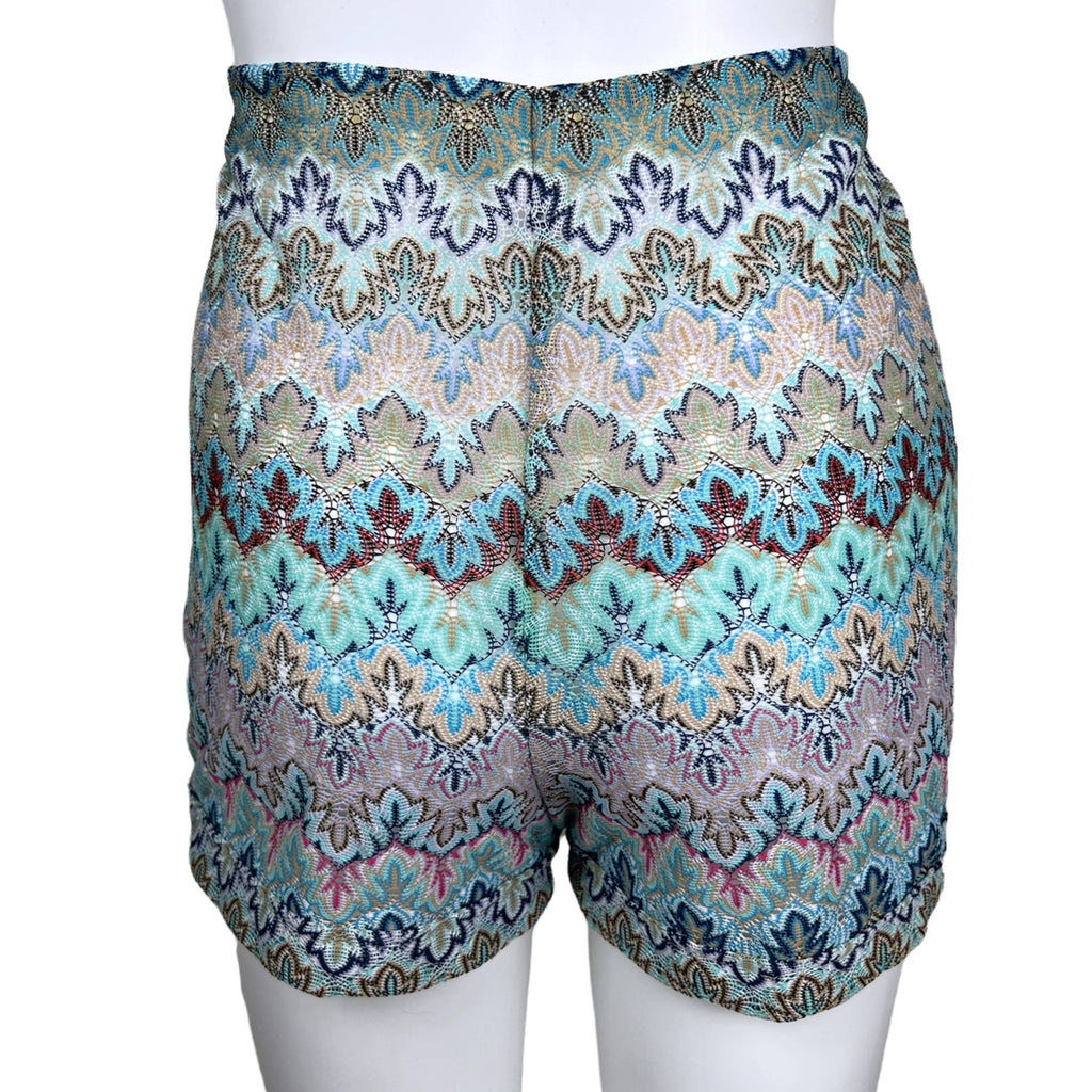 Vintage 1970s Hot Pants Dress Multicolour Zig Zag Knit Sz M