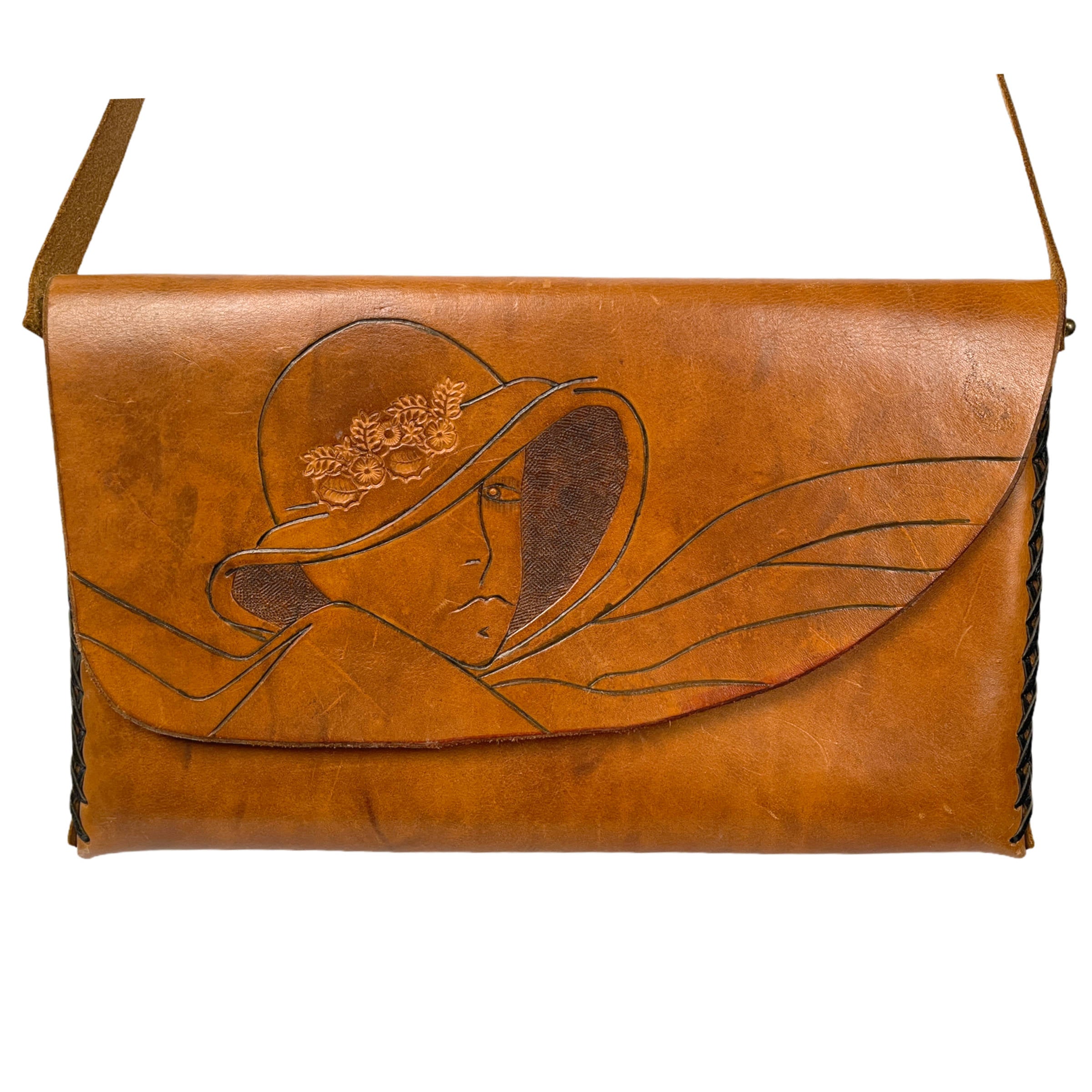 Vintage 1920s Brown Clutch Purse, Leather & Suede, Made in France, small  Art Deco