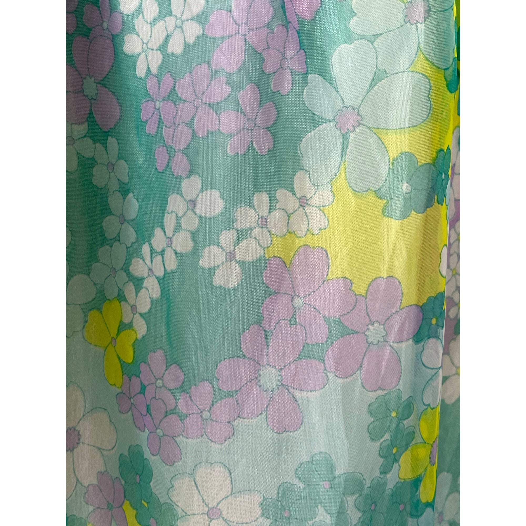 Vintage 1970s Maxi Dress Smocked Floral Printed Voile Size M