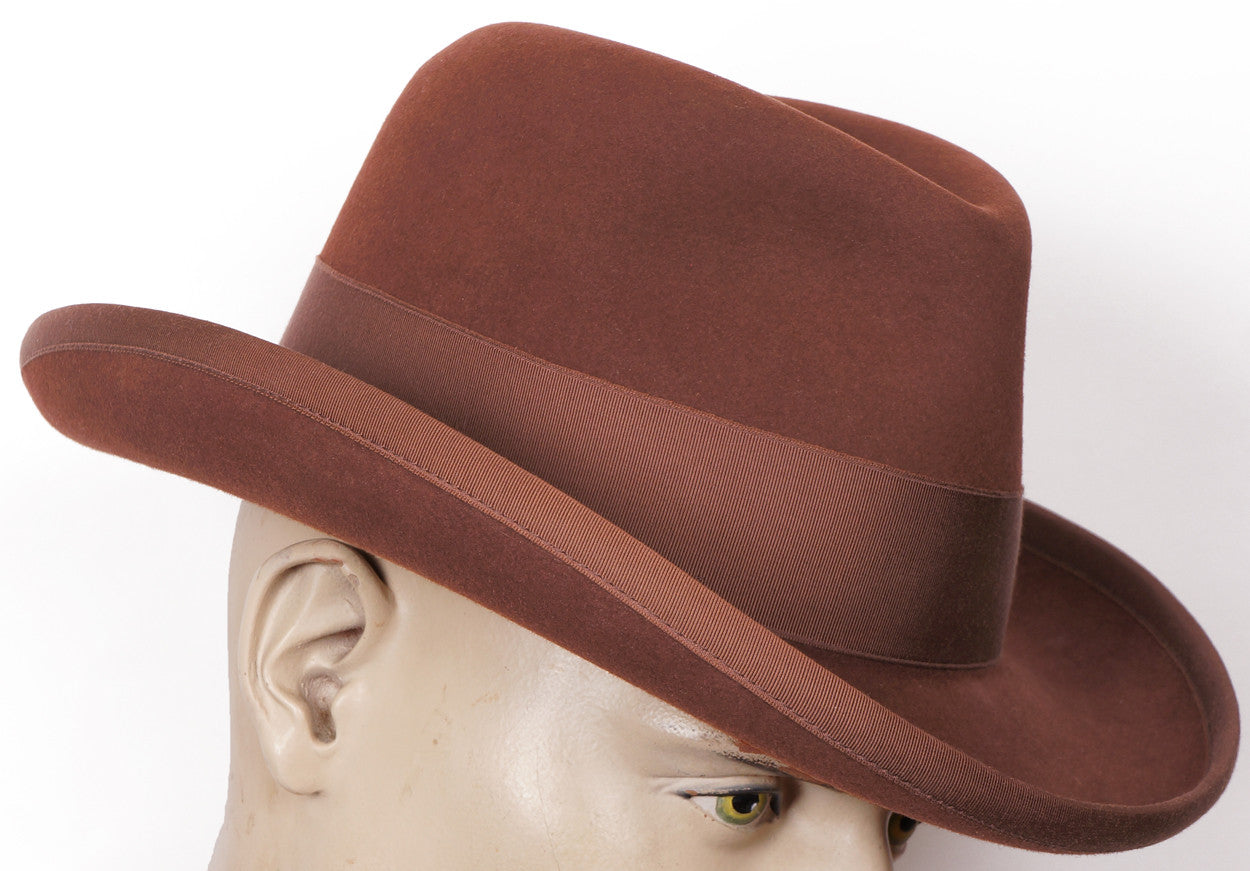 Vintage Stetson Imperial Homburg Hat 1970s Fedora Size 7 1/8 - Poppy's Vintage Clothing