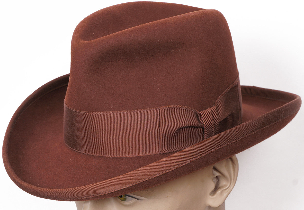 Vintage Stetson Imperial Homburg Hat 1970s Fedora Size 7 1/8 - Poppy's Vintage Clothing