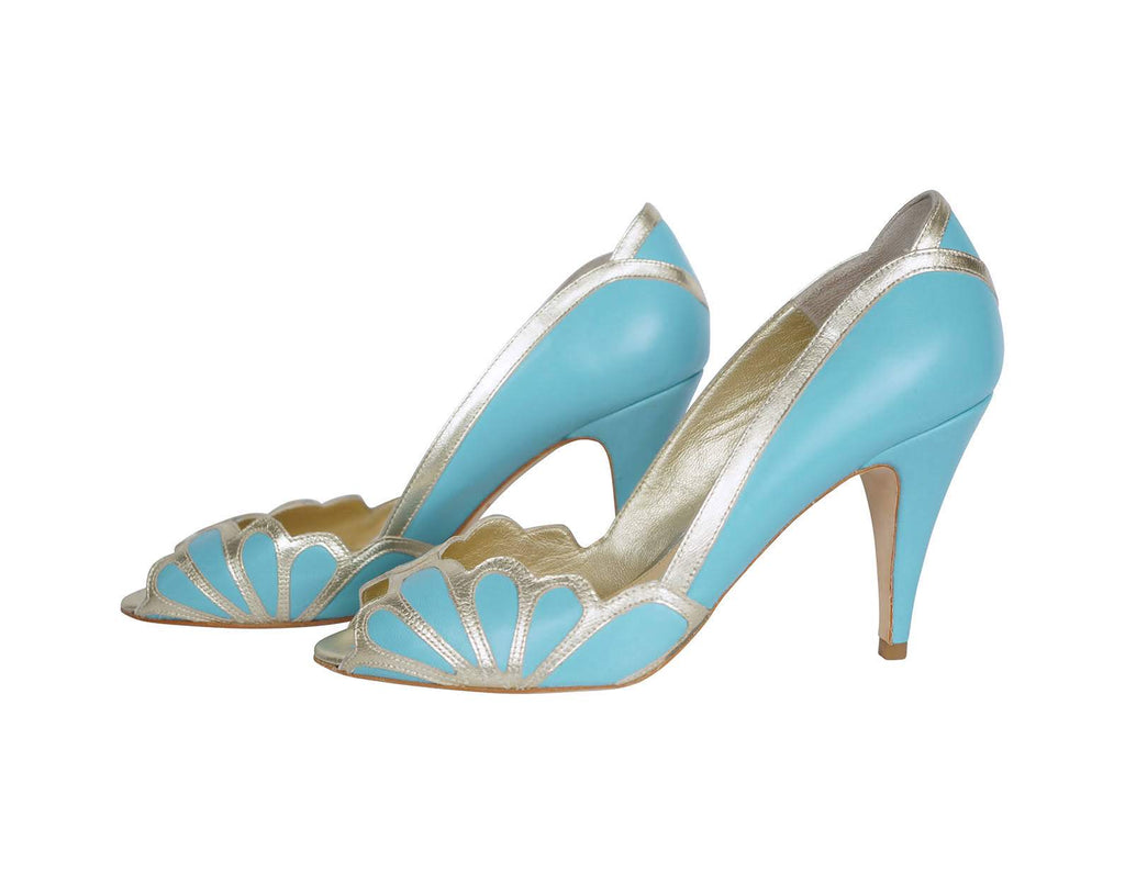 Rachel Simpson Isabelle Blue Pump Shoes - Size 9 US 40 European - Poppy's Vintage Clothing