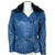 Vintage 1980s Blue Leather Jacket Motorcycle Style Ladies M