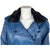 Vintage 1980s Blue Leather Jacket Motorcycle Style Ladies M