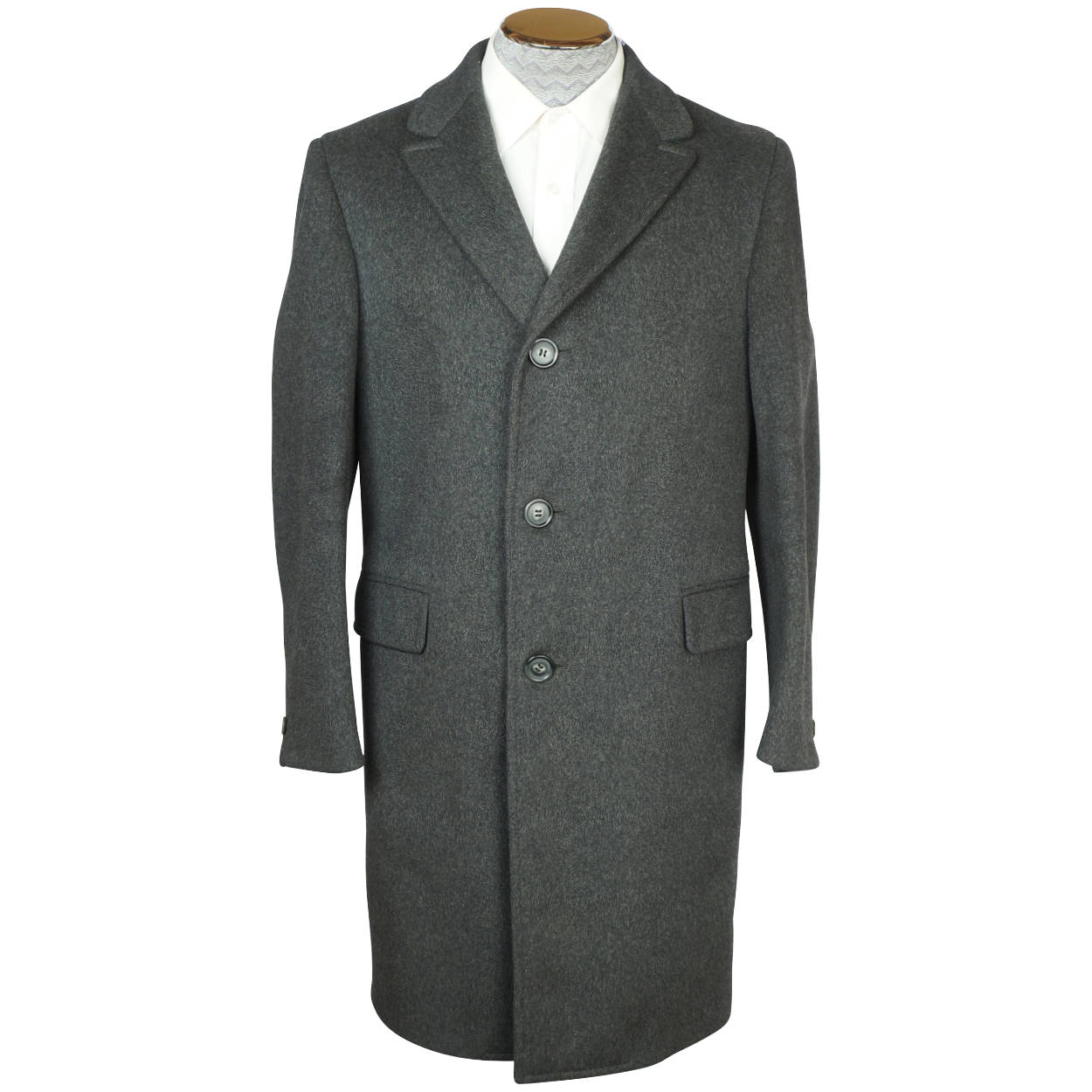 Vintage Mens Overcoat 60s English Cashmere Wool Blend Size M - Poppy's Vintage Clothing
