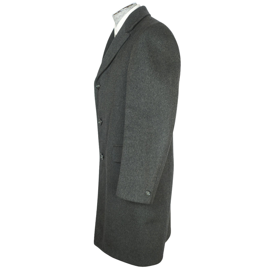 Vintage Mens Overcoat 60s English Cashmere Wool Blend Size M - Poppy's Vintage Clothing