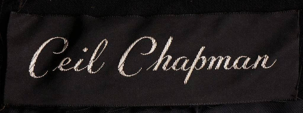 Vintage 1960s Ceil Chapman Black Beaded Sheath Dress - M - Poppy's Vintage Clothing