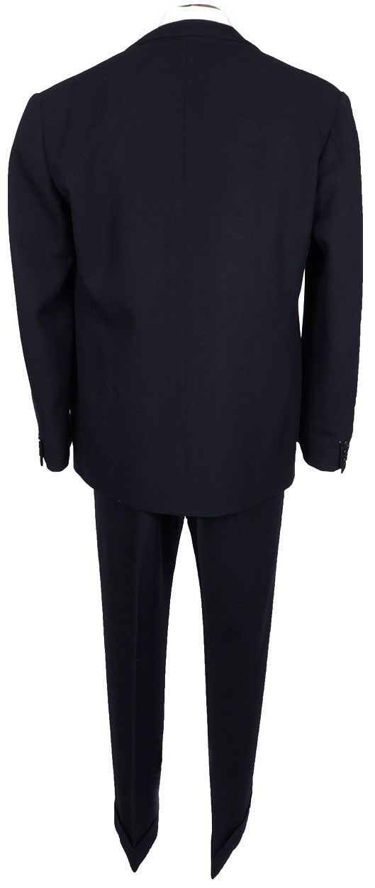 Vintage 1940s Mens Suit Custom Tailored in Rome Blue Wool Size L 44 T - Poppy's Vintage Clothing