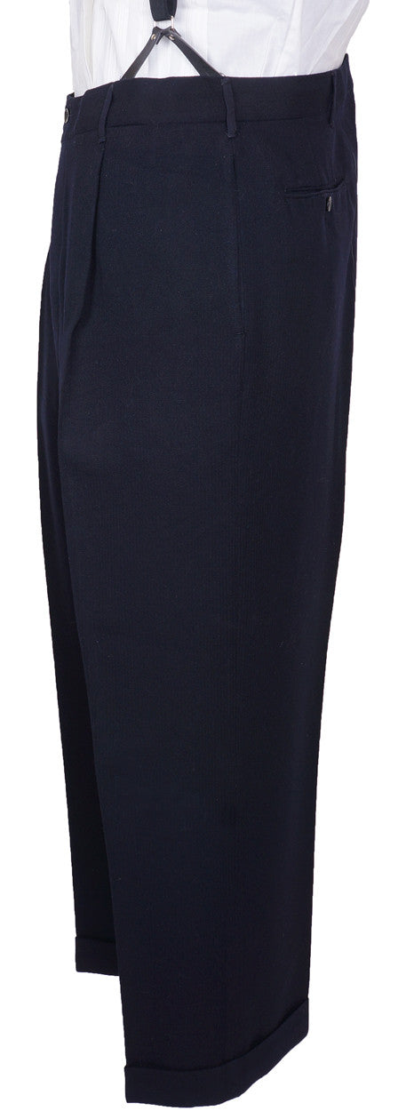 Vintage 1940s Mens Suit Custom Tailored in Rome Blue Wool Size L 44 T - Poppy's Vintage Clothing