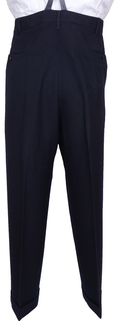 Vintage 1940s Mens Suit Custom Tailored in Rome Blue Wool Size L 44 T - Poppy's Vintage Clothing