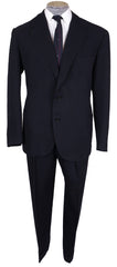 Vintage 1940s Mens Suit Custom Tailored in Rome Blue Wool Size L 44 T - Poppy's Vintage Clothing