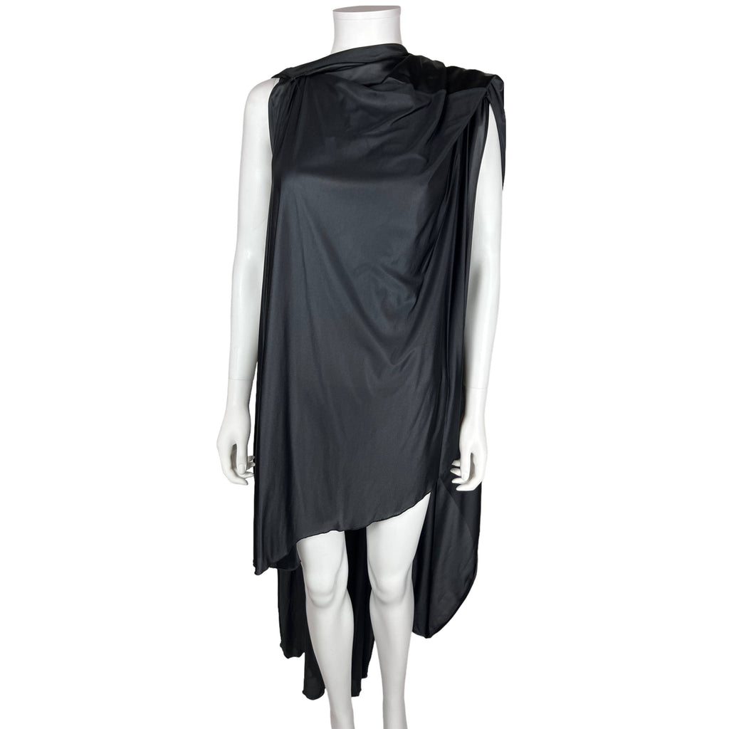 1970s Vintage Goddess Nightgown w Panties Black Nylon 1 Size