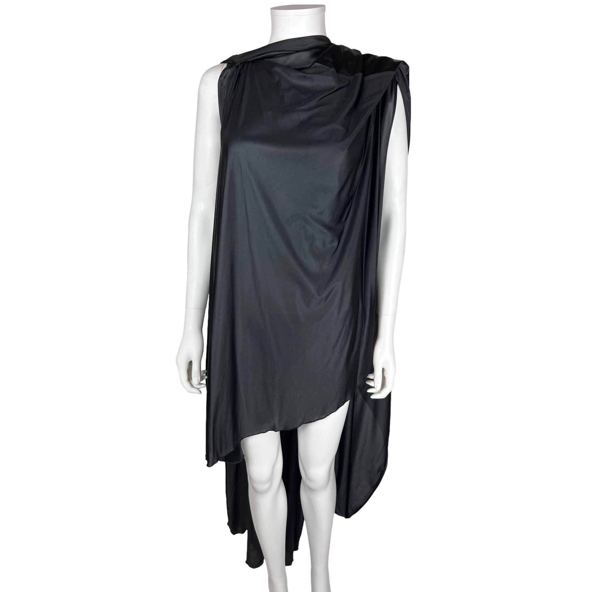 1970s Vintage Goddess Nightgown w Panties Black Nylon 1 Size