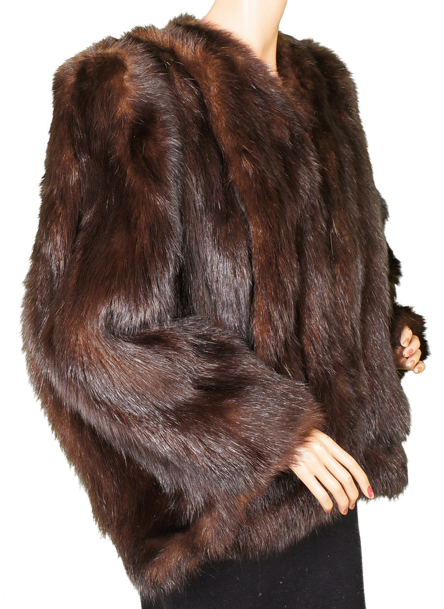 Vintage 1940s Beaver Fur Jacket Abraham Straus New York M - Poppy's Vintage Clothing