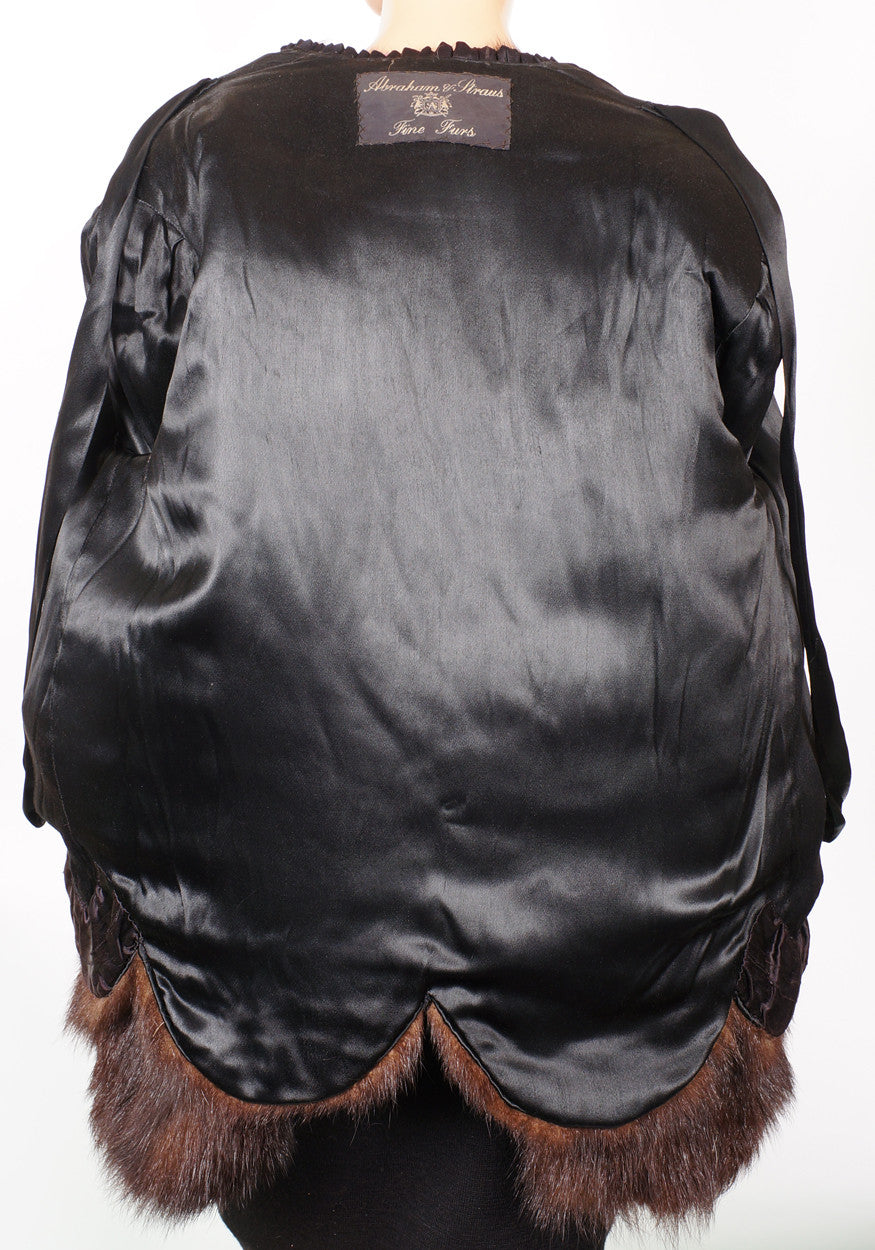 Vintage 1940s Beaver Fur Jacket Abraham Straus New York M - Poppy's Vintage Clothing