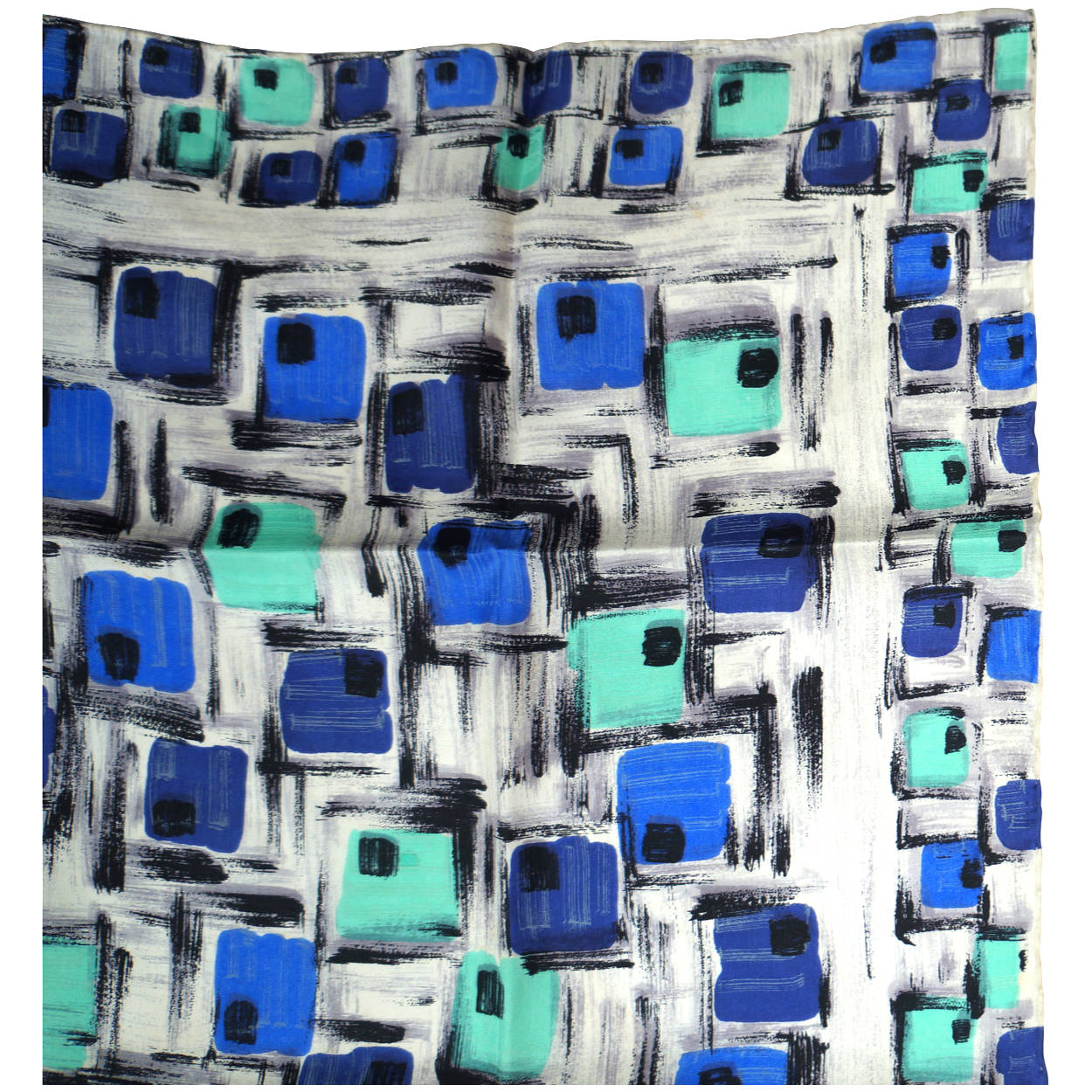 Vintage 60s Square Silk Scarf Abstract Kreier Switzerland - Poppy's Vintage Clothing