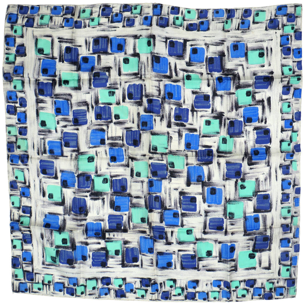 Vintage 60s Square Silk Scarf Abstract Kreier Switzerland - Poppy's Vintage Clothing