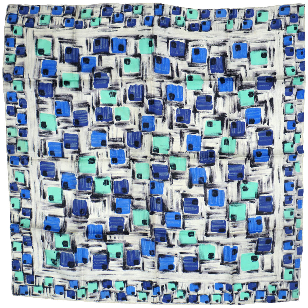 Vintage 60s Square Silk Scarf Abstract Kreier Switzerland - Poppy's Vintage Clothing